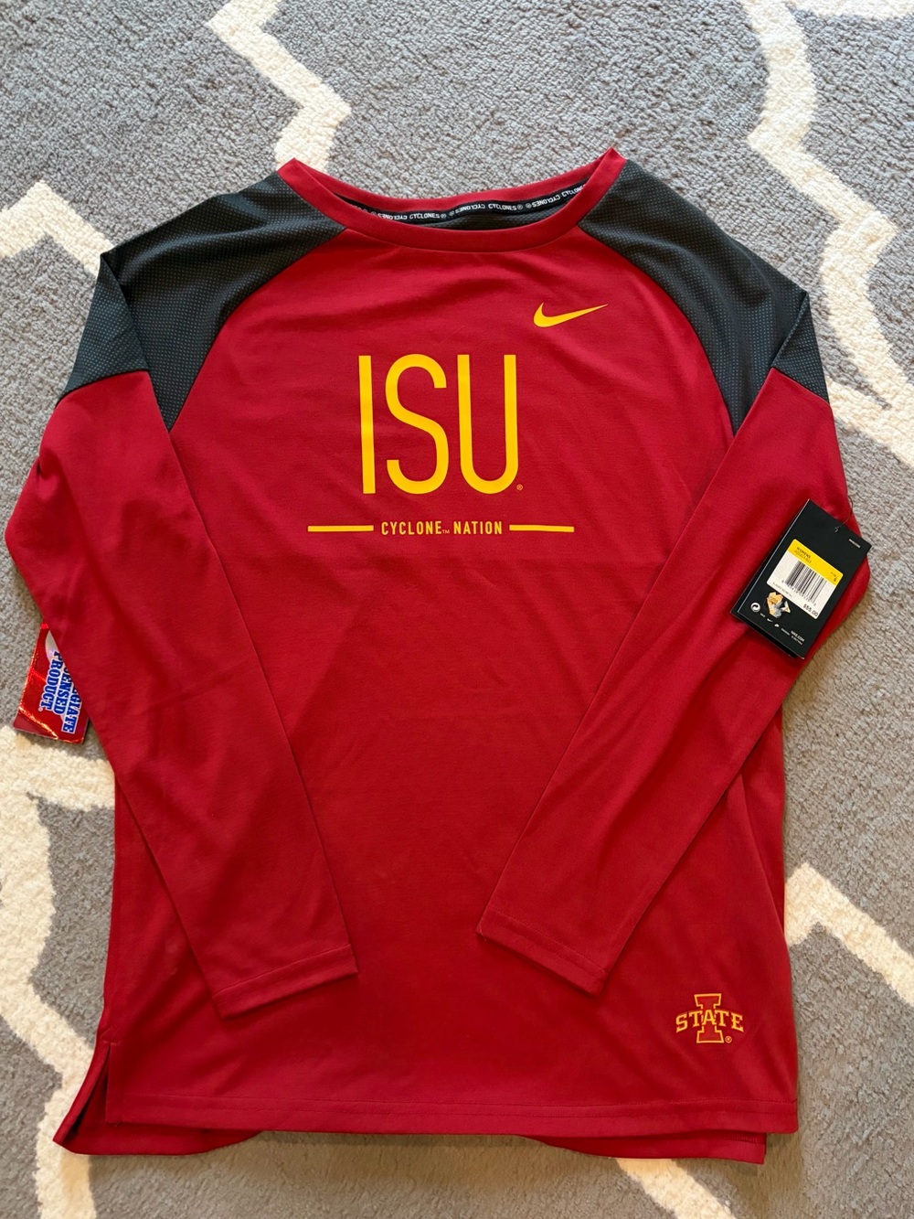 Nike Ladies Red ISU Long-Sleeve Performance Shirt with Black Accents